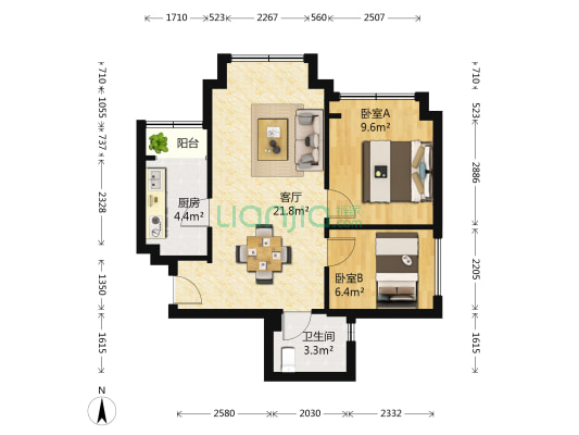 长虹和悦府 2室1厅1卫 60平方