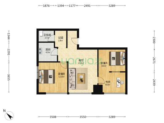 嘉和国际大厦 3室1厅1卫 96平方