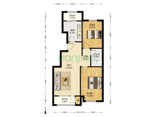 孔雀城七期雅柏园 2室1厅1卫 86平方