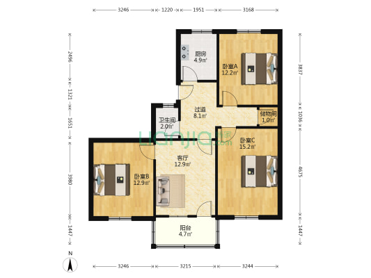 长江路金巷282号 3室1厅1卫 91平方