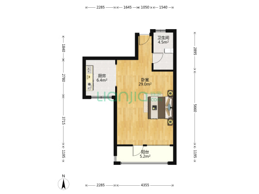 万科水晶城聆梦园 1室0厅1卫 63平方