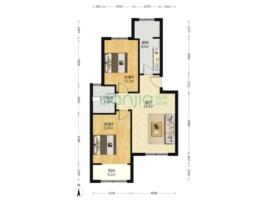 星光园 2室1厅1卫 88平方