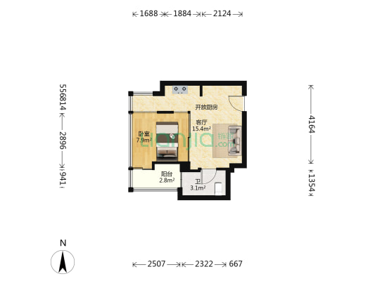 四明春晓 1室1厅1卫 38平方