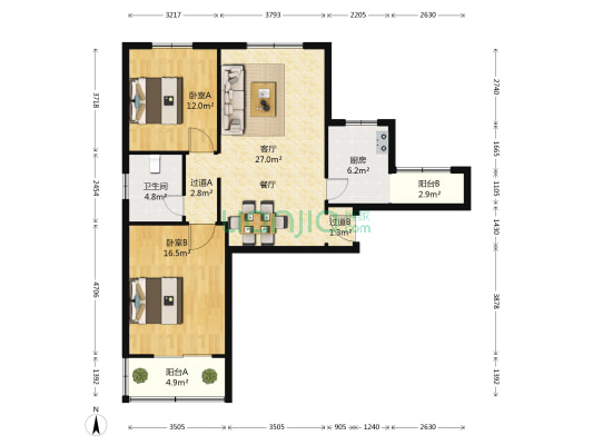 利居佳苑 2室1厅1卫 95平方
