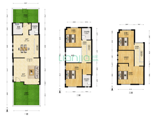 中央新城唯一墅 4室2厅3卫 288平方