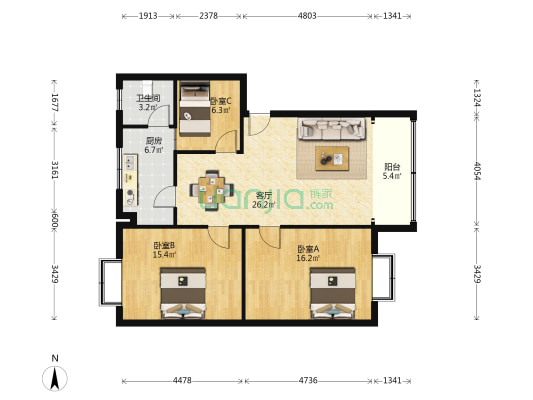 泉福路9号 3室1厅1卫 97平方