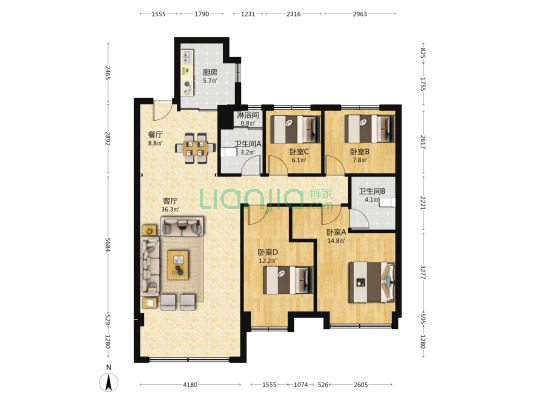保利云上 4室2厅3卫 138平方