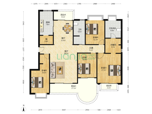金路苑 4室2厅2卫 167平方