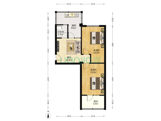 邮电局家属楼 2室1厅1卫 58平方