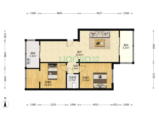 家乐园家属楼 2室1厅1卫 93平方