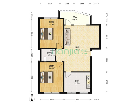 国税局宿舍 2室1厅1卫 99平方