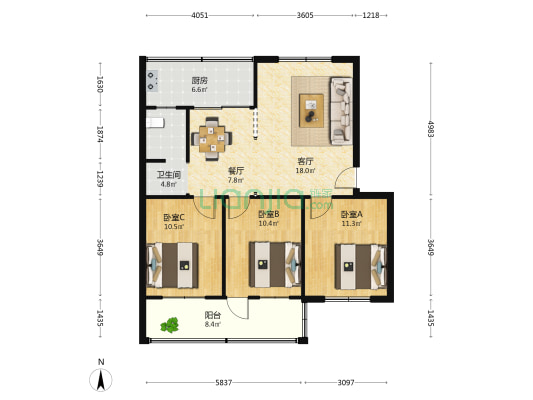 莱城电厂新村 3室2厅1卫 92平方