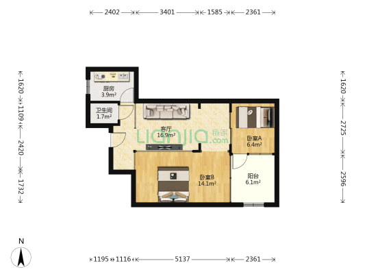 大华公司家属院 2室1厅1卫 45平方
