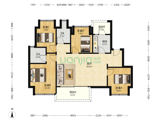 春风与辰 4室1厅2卫 99平方