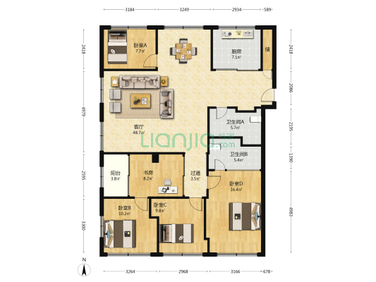 望河路 5室1厅2卫 155平方