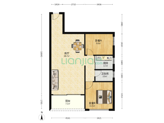 富乐新苑 2室1厅1卫 98平方