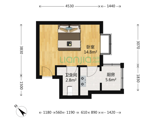 中信广场国际公寓 1室0厅1卫 34平方