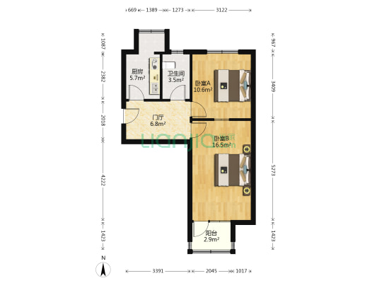 航天局家属院 2室0厅1卫 97平方