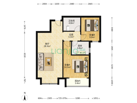 融侨半岛 2室1厅1卫 93平方