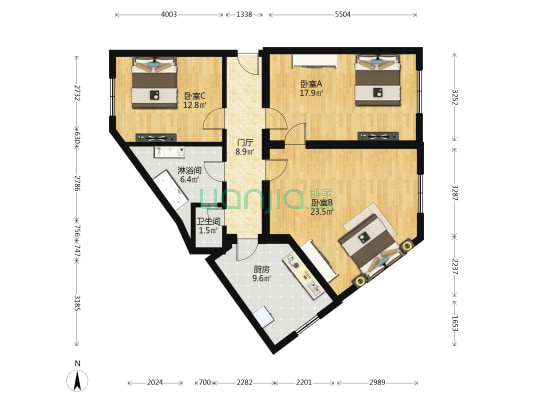 北顺城街11号院 3室0厅2卫 104平方