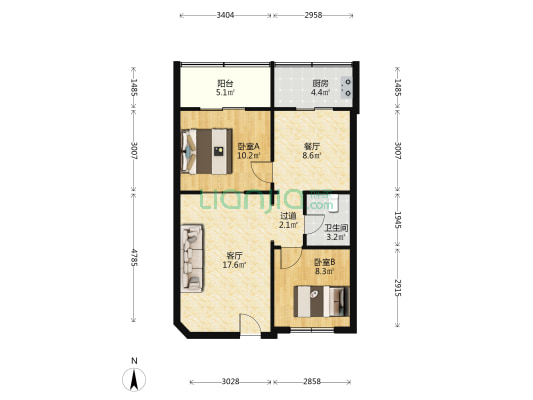 卷烟厂东宿舍 2室2厅1卫 76平方