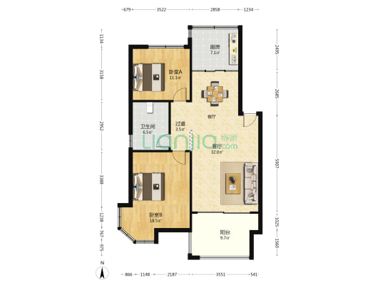 富安新居 2室1厅1卫 97平方