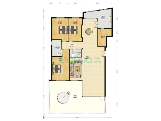 金豪公寓 3室1厅2卫 212平方
