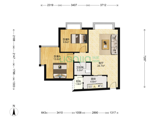 船舶大厦 2室1厅1卫 74平方