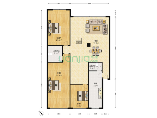 伟信公寓 3室1厅2卫 255平方