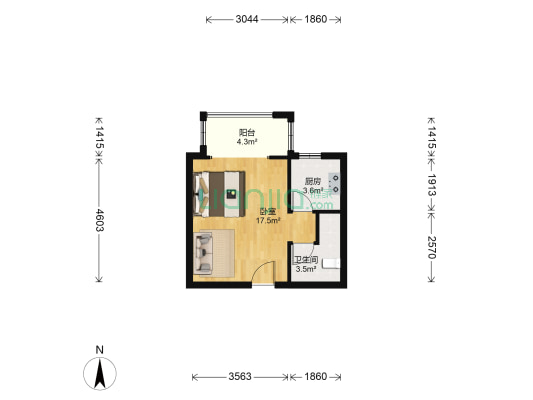 鸣元名居 1室0厅1卫 43平方