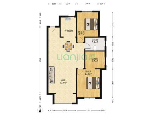 华润橡树湾1.2期 2室1厅1卫 116平方