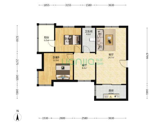 新一代C区 2室2厅1卫 95平方