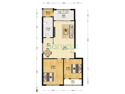 汇祥小区太保宿舍 2室2厅1卫 103平方