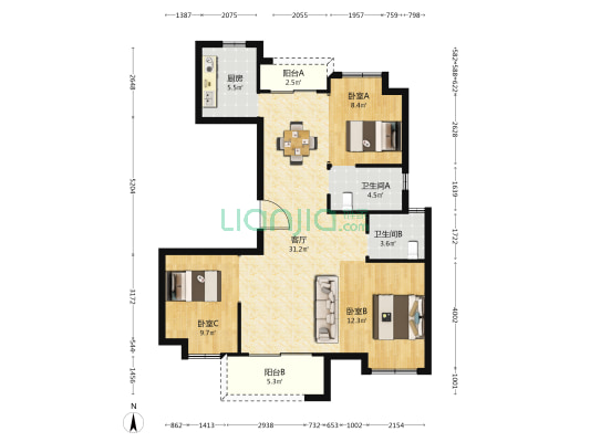 光谷鼎正悦府 3室1厅2卫 111平方