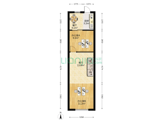 汇金大厦 2室2厅0卫 55平方