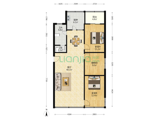 实验小学家属院（底巷子） 2室1厅2卫 109平方