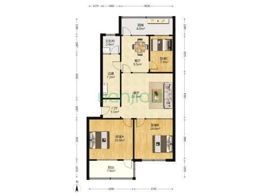潍柴社区燃料公司小区 3室2厅1卫 118平方