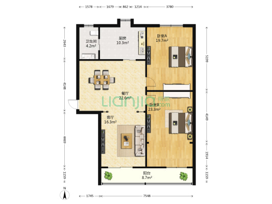 何坊西路 2室2厅1卫 118平方