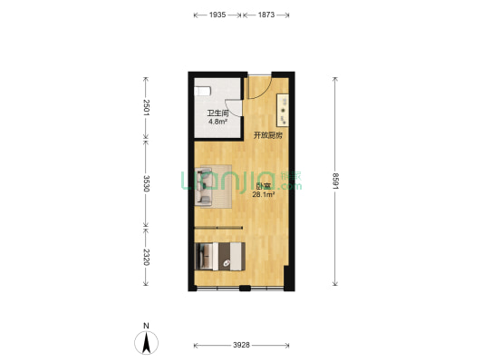 国豪金融保险中心 1室0厅1卫 68平方
