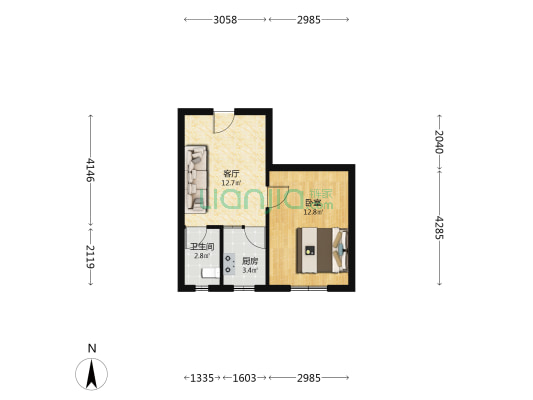 小赵寨街1号 1室1厅1卫 40平方