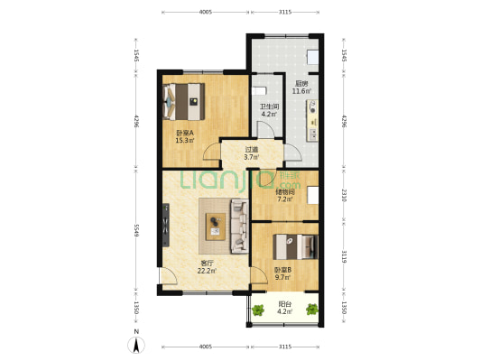 利民小区 2室1厅1卫 97平方