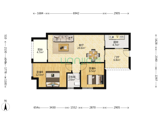 中冶黛山壹品 2室1厅1卫 79平方