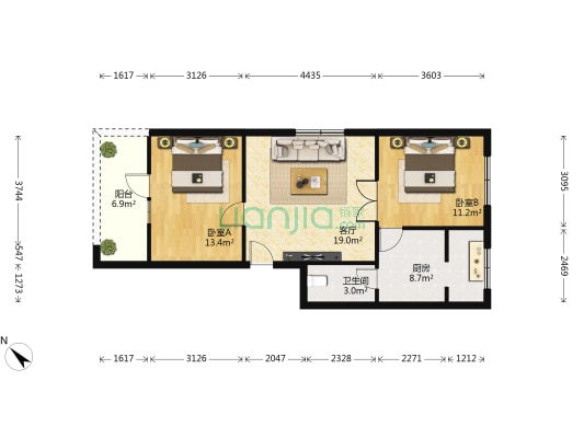 文庙前街86号 2室1厅1卫 72平方