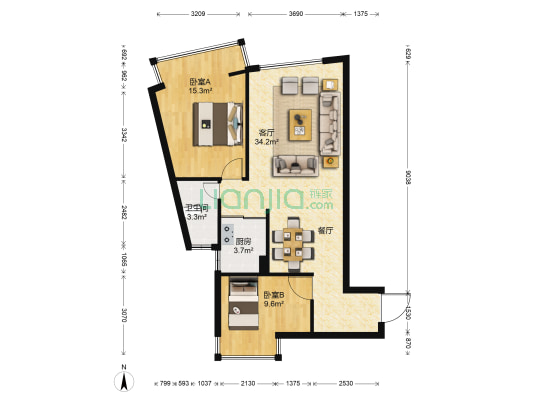 摩玛艺术造城二期 2室1厅1卫 90平方