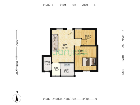 影剧院宿舍 2室1厅1卫 49平方