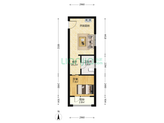 汇智云顶 1室1厅1卫 39平方