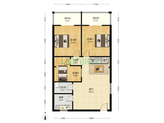 闽江公寓 3室1厅1卫 118平方