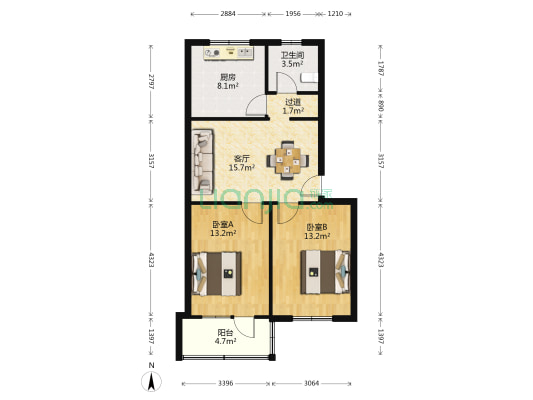中行家属院 2室1厅1卫 75平方