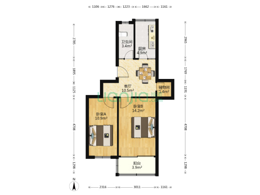张家圩小区 2室1厅1卫 62平方