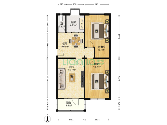 统计局家属院（永昌路） 2室2厅1卫 65平方